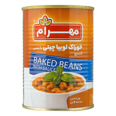 کنسرو خوراک لوبیا چیتی با سس 400 گرم مهرام