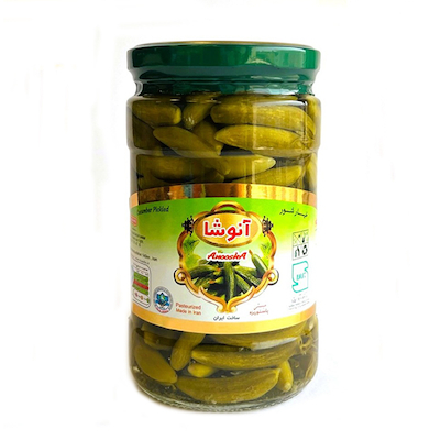 خیارشور شیشه ای سوپر ویژه 660 گرم آنوشا 